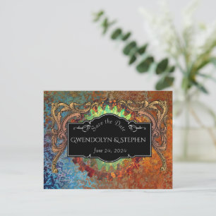 Steampunk Vintage Trouwdag "Bewaar de datum" Briefkaart