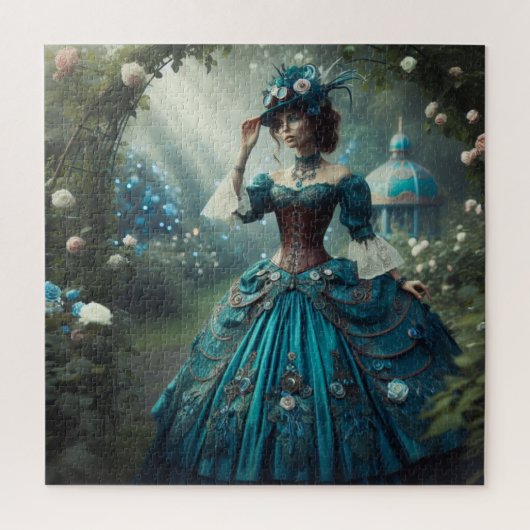 Steampunk Vintage Victoriaanse Tuindame Legpuzzel (Verticaal)