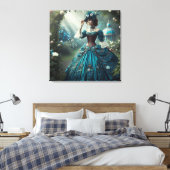Steampunk Vintage Victorian Garden Lady Canvas Afdruk (Insitu (Slaapkamer))