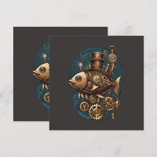 Steampunk Vis  Retro Stijl (Voorkant / Achterkant)