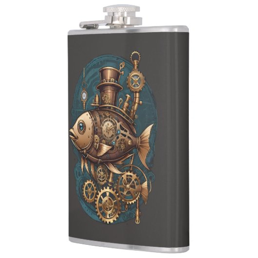 Steampunk Vis  Retro Stijl Heupfles (Links)