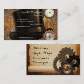 Steampunk-Visitekaartjes (voor- en achterontwerp) Visitekaartje (Voorkant / Achterkant)