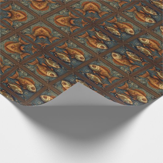 Steampunk Vissen 3 van 3 PP 572 Cadeaupapier (Hoek)