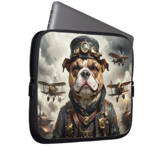 Steampunk vliegenier Engelse Bulldog Laptop Sleeve (Voorkant Rechts)