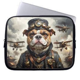 Steampunk vliegenier Engelse Bulldog Laptop Sleeve