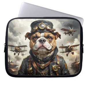 Steampunk vliegenier Engelse Bulldog Laptop Sleeve