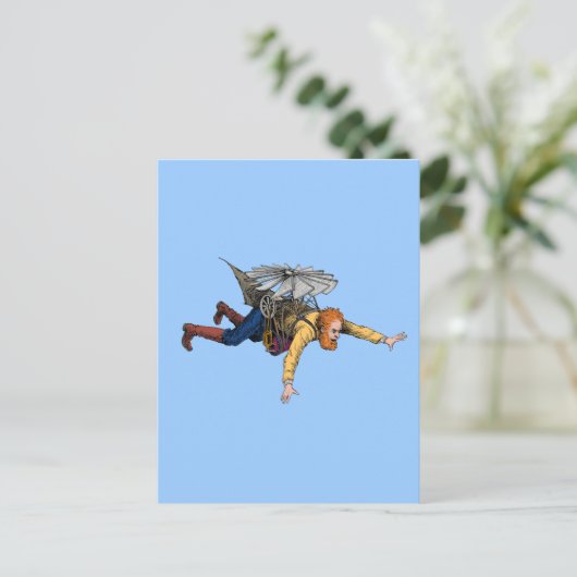 Steampunk  vliegmachine briefkaart (Staand voorkant)