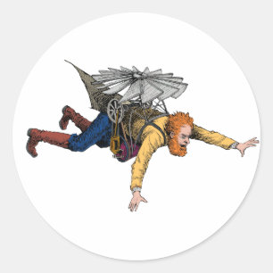 Steampunk  vliegmachine ronde sticker