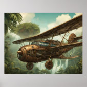 Steampunk Vliegtuig - Kunstdruk Poster (Voorkant)