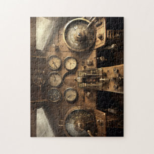 Steampunk vliegtuigcockpit legpuzzel