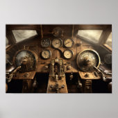 Steampunk vliegtuigcockpit poster (Voorkant)