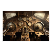 Steampunk vliegtuigcockpit