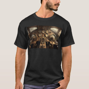 Steampunk vliegtuigcockpit t-shirt