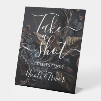 Steampunk Vlinder Calligrafie Neem een Slok Reclamebord Met Voetstuk