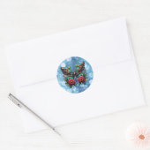 Steampunk vlinder met tandwielen en bloemen ronde sticker (Envelop)