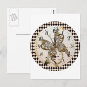 Steampunk Vlinder Rond Briefkaart (Voorkant / Achterkant)