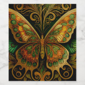 Steampunk vlinderlabel wijn etiket (Enkel label)