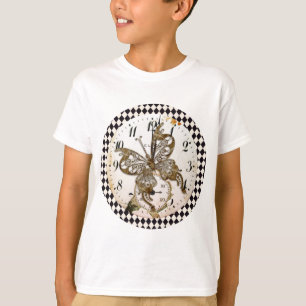 Steampunk-vlinderronde T-shirt
