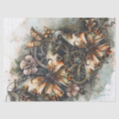 Steampunk Vlinders Bloemen en Gears Decoupage Tissuepapier (Voorkant)