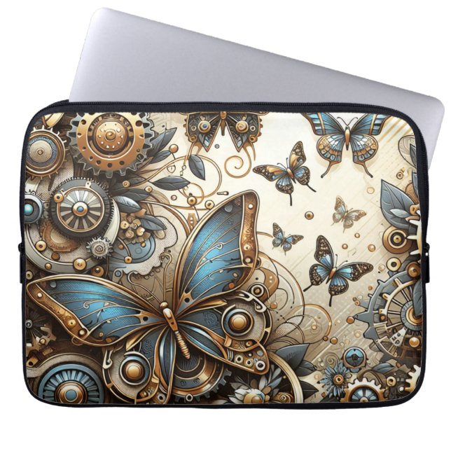 Steampunk vlinders Laptop Sleeve (Voorkant)
