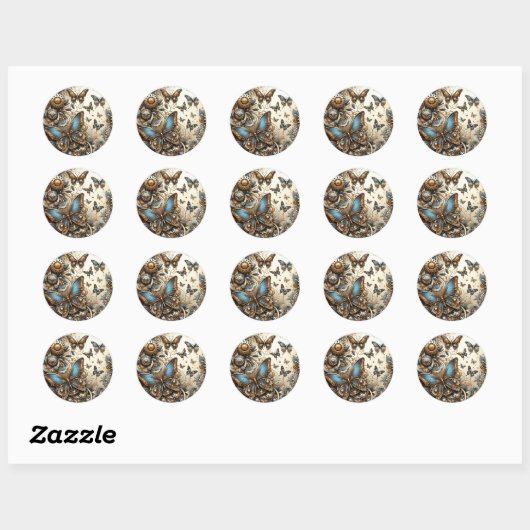  Steampunk vlinders Ronde Sticker (Vel)