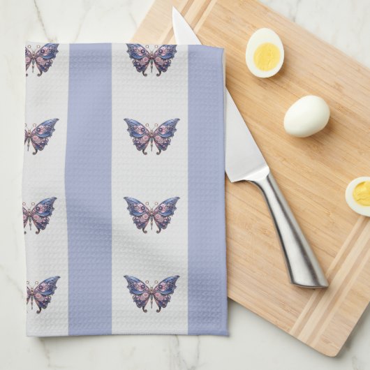 Steampunk vlinders strepen theedoek (Quarter Fold)