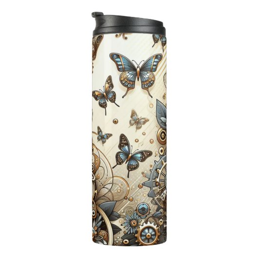 Steampunk vlinders Thermosbeker (Geroteerd rechts)