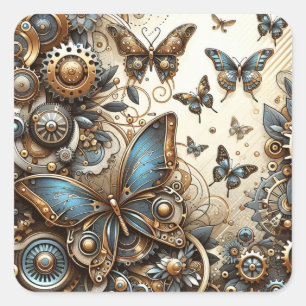 Steampunk vlinders Vierkante Sticker
