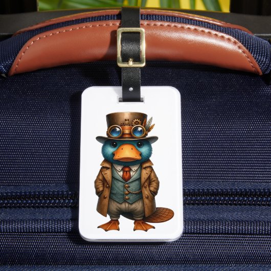 Steampunk Vogelbekdier Bagagelabel (Voorkant Insitu 2)