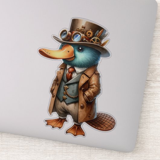 Steampunk Vogelbekdier Transparante Sticker (Detail)