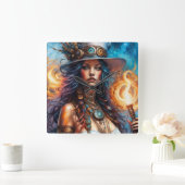 Steampunk Voodoo Queen 1 Vierkante Klok (Huis)