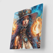 Steampunk Voodoo Queen 1 Vierkante Klok (Hoek)