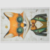 Steampunk Vos in Goggles Jas Stropdas M3 Decoupage Tissuepapier (Voorkant)