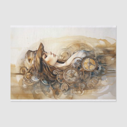 Steampunk Vrouw 6 Decoupage Papier (Voorkant)