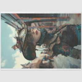  Steampunk Vrouw Alligator Decoupage Tissuepapier