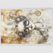  Steampunk Vrouw Blauwdruk N6 Decoupage Tissuepapier (Voorkant)
