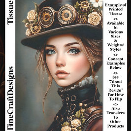 Steampunk Vrouw + Bloemen Portret CJ4 Decoupage Tissuepapier