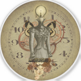 Steampunk Vrouw Bust Collage Medallion Sticker