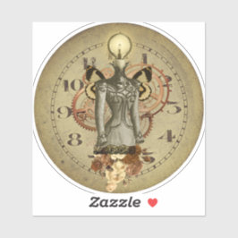 Steampunk Vrouw Bust Collage Medallion Sticker