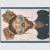 Steampunk Vrouw Dark Skin Gold Lips N9 Decoupage Tissuepapier (Voorkant)