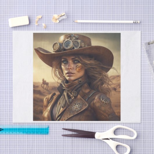 Steampunk vrouw Decoupage Papier (Craft)