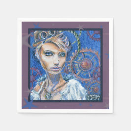 Steampunk Vrouw Fantasy Victoriaans Portret Servet