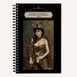Steampunk vrouw Goethe God Quote Black Journal Notitieboek