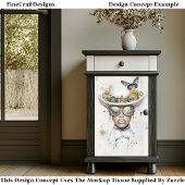 Steampunk Vrouw in het Wit & Vlinder Q3 Decoupage Tissuepapier
