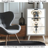 Steampunk Vrouw in Top Hat & Goggles Q2 Decoupage Tissuepapier