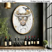 Steampunk Vrouw in wit & vlinder Q3 decoupage Tissuepapier