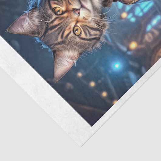 Steampunk vrouw kat spelen banjo - tissuepapier (Detail)