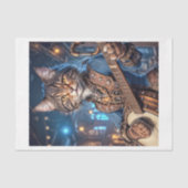 Steampunk vrouw kat spelen banjo - tissuepapier (Voorkant)