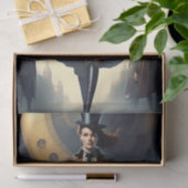 Steampunk Vrouw & Luchtschip Tissuepapier (Geschenk)