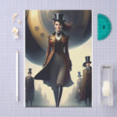 Steampunk Vrouw & Luchtschip Tissuepapier (Craft)